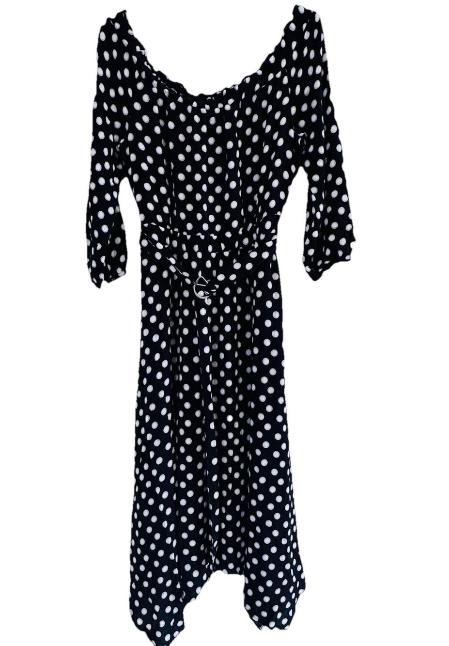 Maeve Anthropologie Scoop Neck Polkadot Womens Belted Dress Sz 8 Lightweight